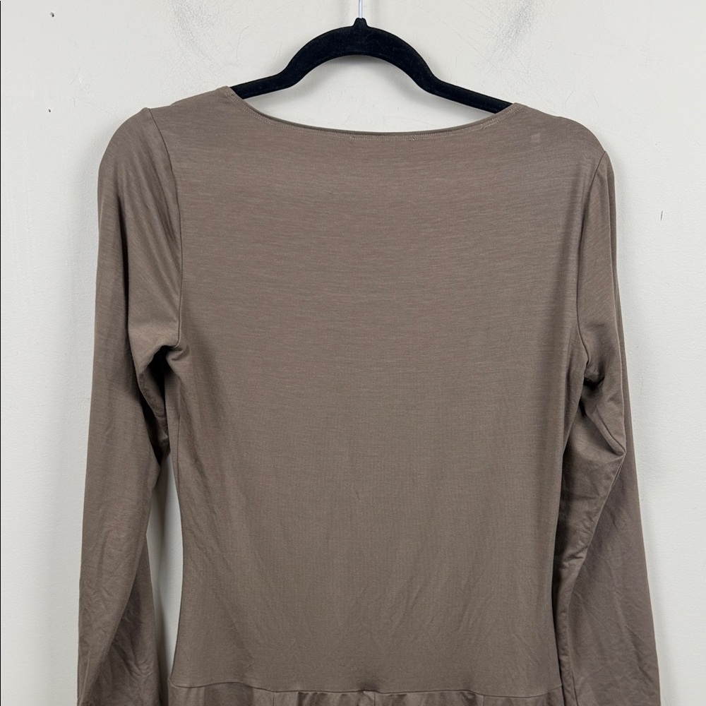 Reformation coen Brown Long Sleeve Square Neck Fit & Flare Mini Dress medium - Picture 8 of 8